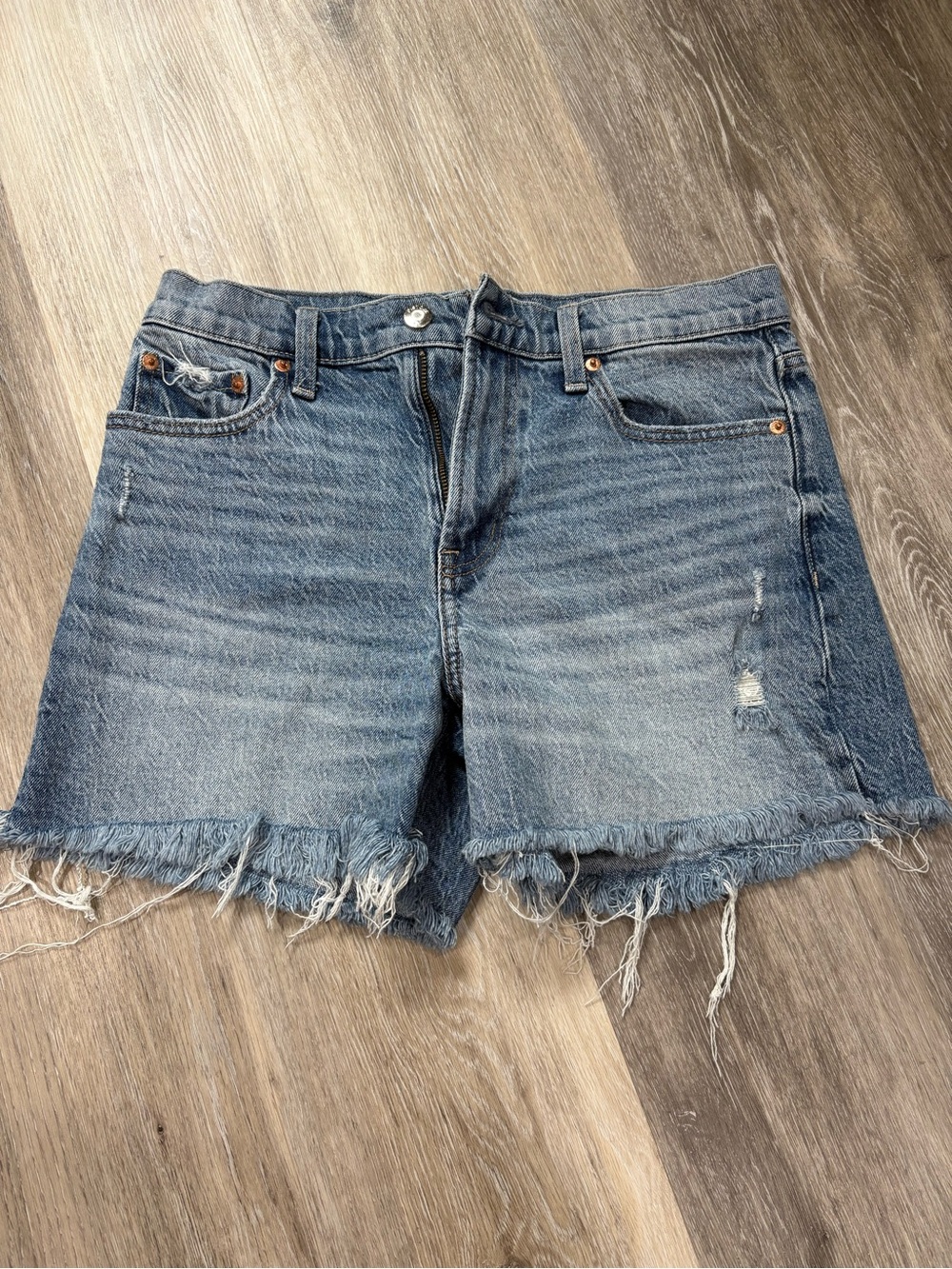 Pistola Distressed Light Blue Denim Shorts